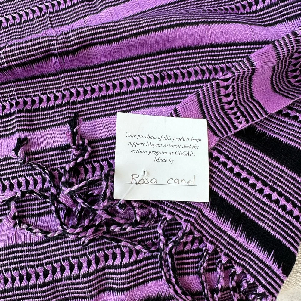 Beautiful Guatemalan striped scarf. Elegant purple and Onyx hues. Reversible